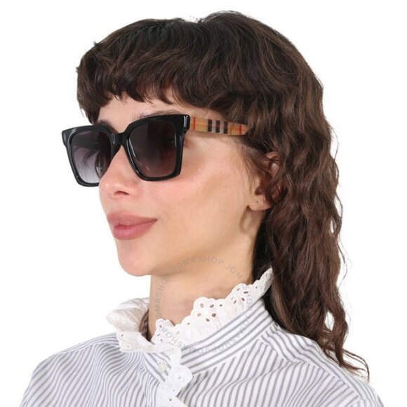 BRAND NEW Burberry BE4335 39298G Black Grey Square Women Sunglasses BE 4335 - Picture 1 of 10
